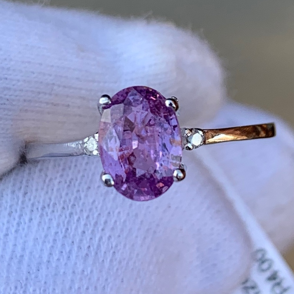 10k Purplish Pink Sapphire & Diamond Ring - Picture 7 of 11
